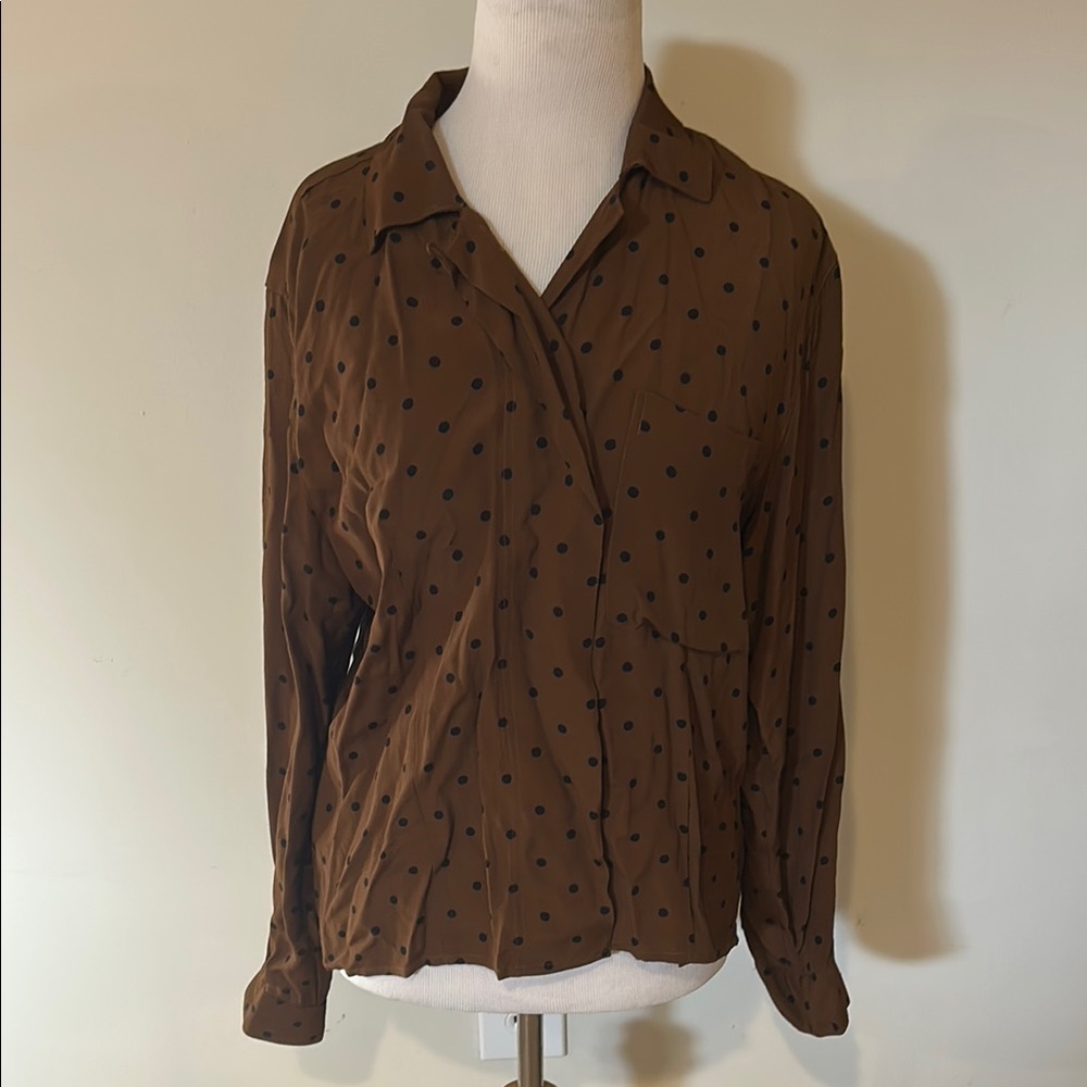 Polka Dot Button-Up Blouse